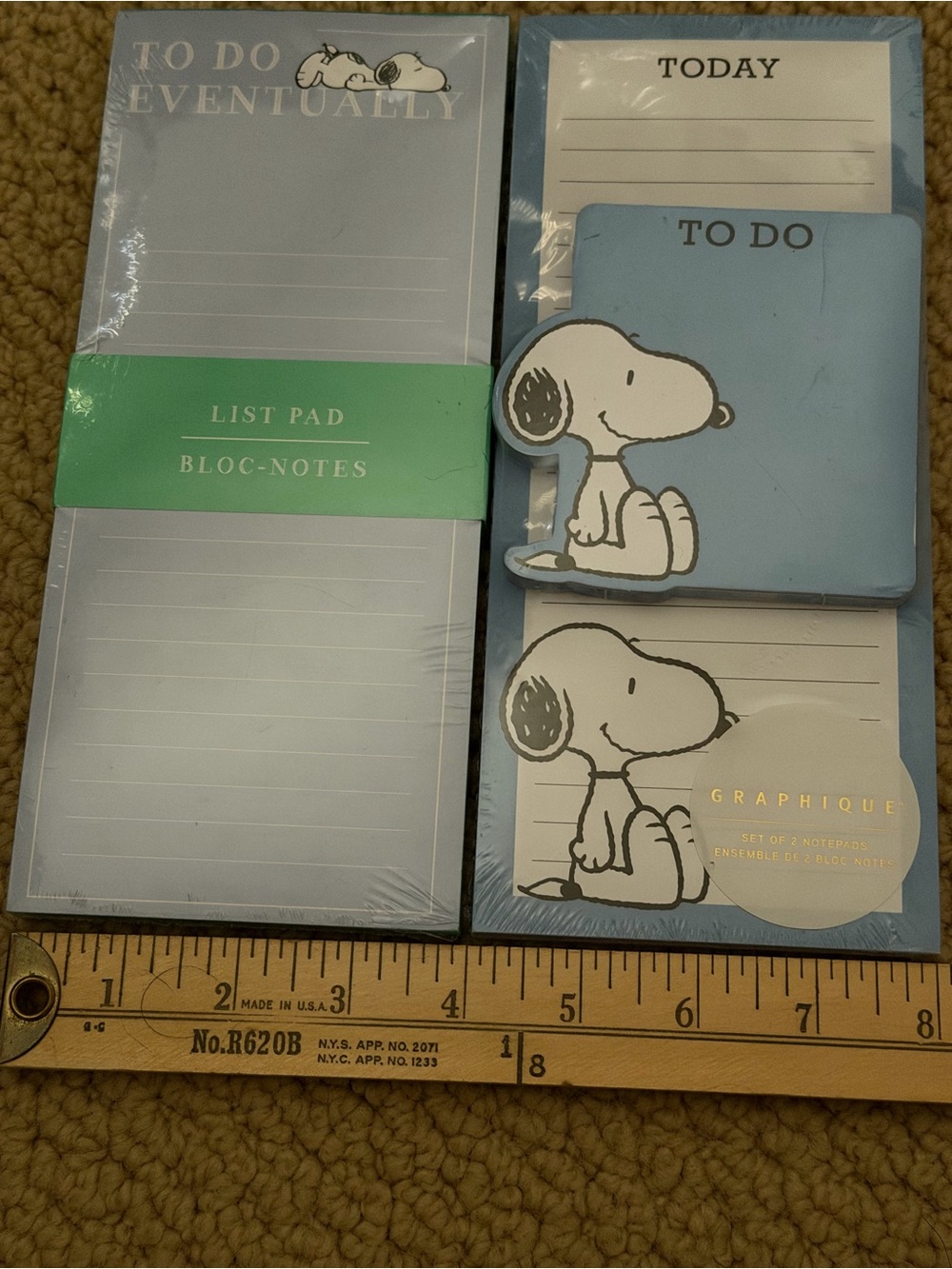 Graphique De France Snoopy Blue To-Do & List Pad Set with Post Its